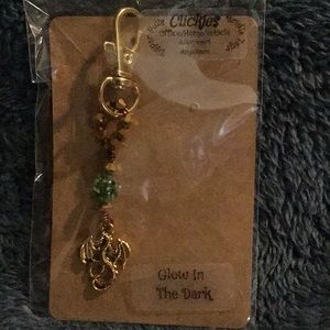 Beautiful handmade dragon pendant with crystals keychain